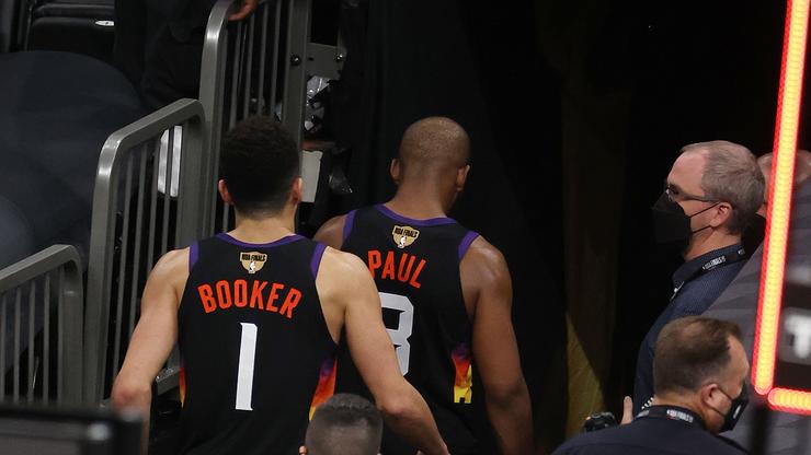 Chris Paul Incredulous After Press Asks Devin Booker, "How Frustrated Are You For Chris?"